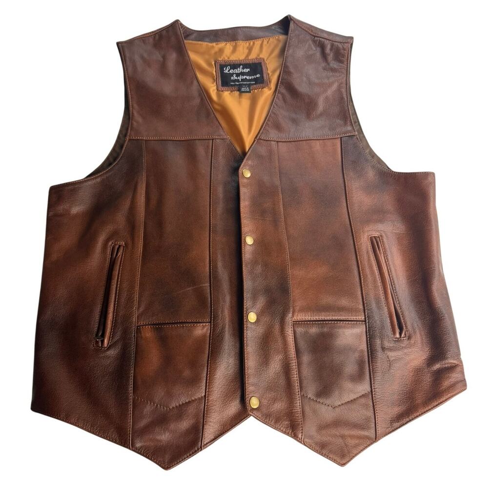 Leather Supreme Buffalo Hide Leather Vest 48 Brown Concealed Carry Gun Holster